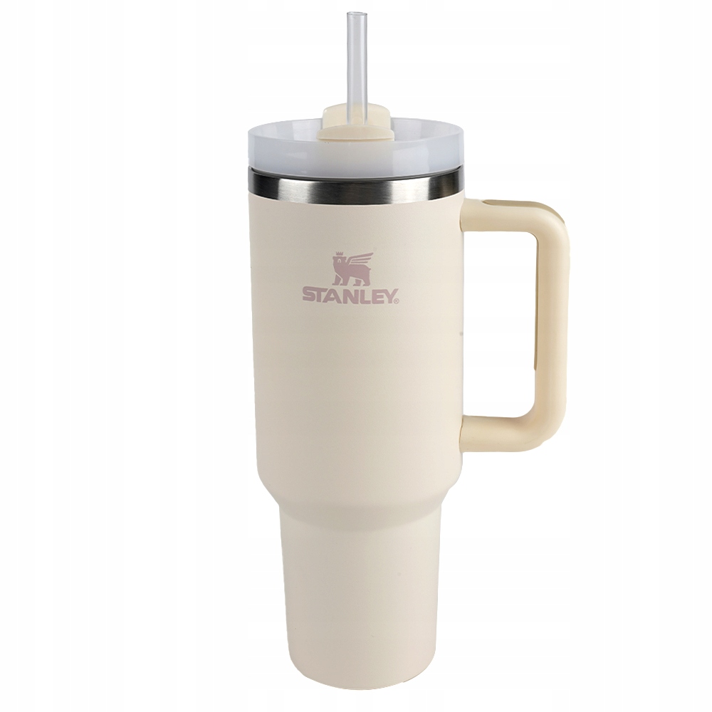 KUBEK TERMICZNY ZE SŁOMKĄ I USTNIKIEM TERMOS DO SAMOCHODU 40OZ Kolor dominujący biały