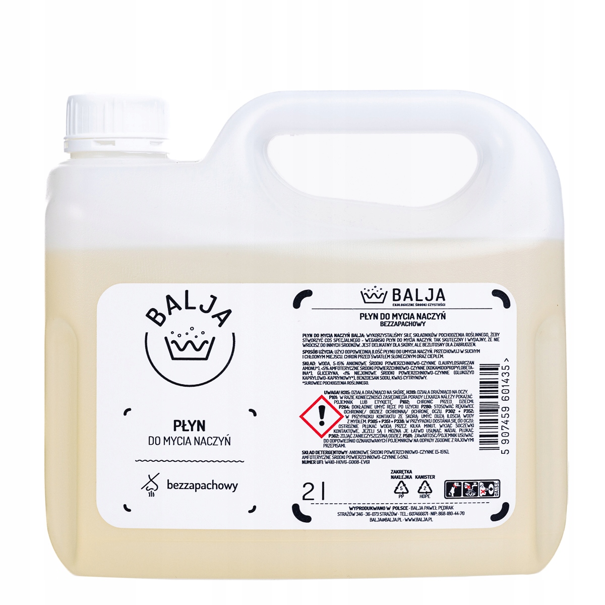 Balja Ekologiczny Płyn do mycia naczyń Bezzapachowy 2L zapas Refill