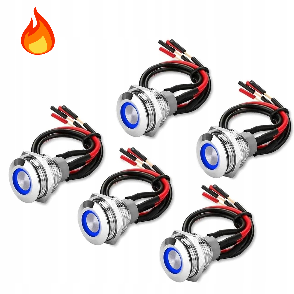 Bistabilní Tlačítko Odolné Proti Vandalismu 19 MM 4-PIN S Led Indikátorem 5KS