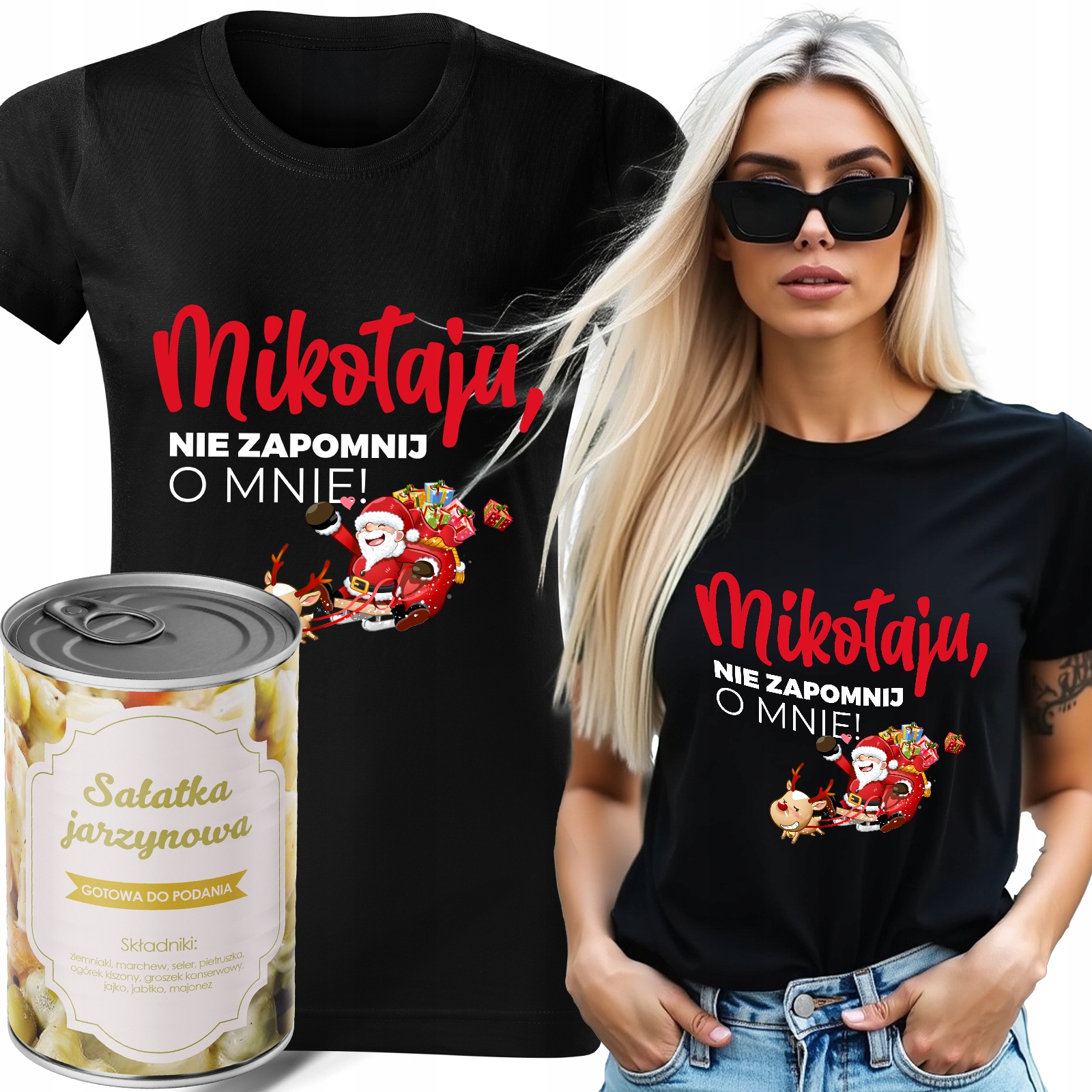 Tričko tričko s visačkou v plechovce se zeleninou, černé, vánoční Dárek nezapomeňte na L