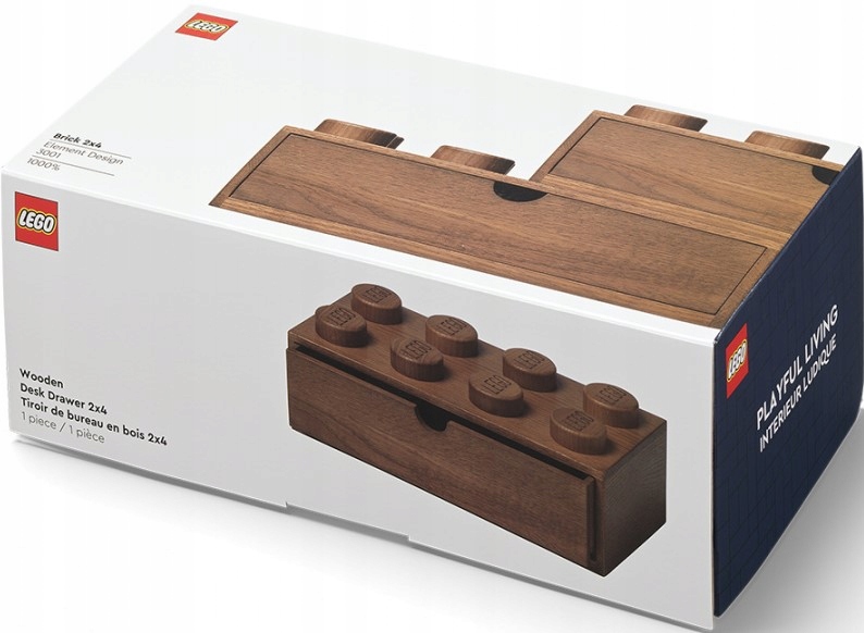 Drewniana szufladka na biurko klocek Lego Brick 8 (Ciemna) Lego