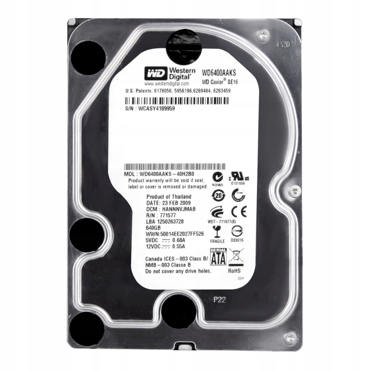 Wd Caviar SE16 640GB 7.2K 16MB Sata II 3.5'' WD6400AAKS
