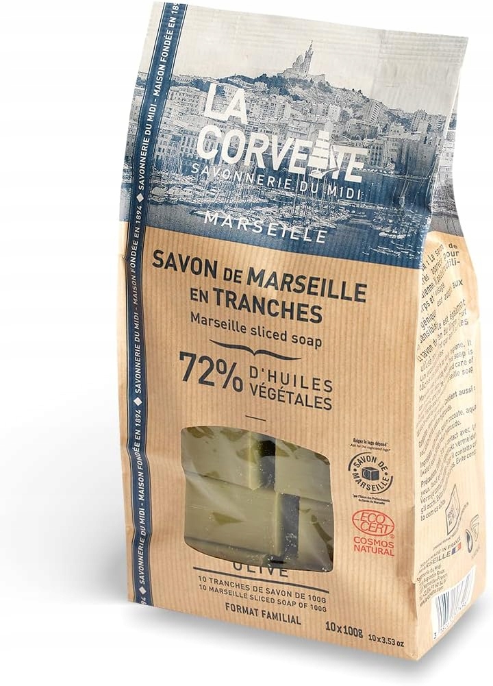 Mýdlo La Corvette Marseille Olivové 1kg 10x100g Luzem bez palmového oleje