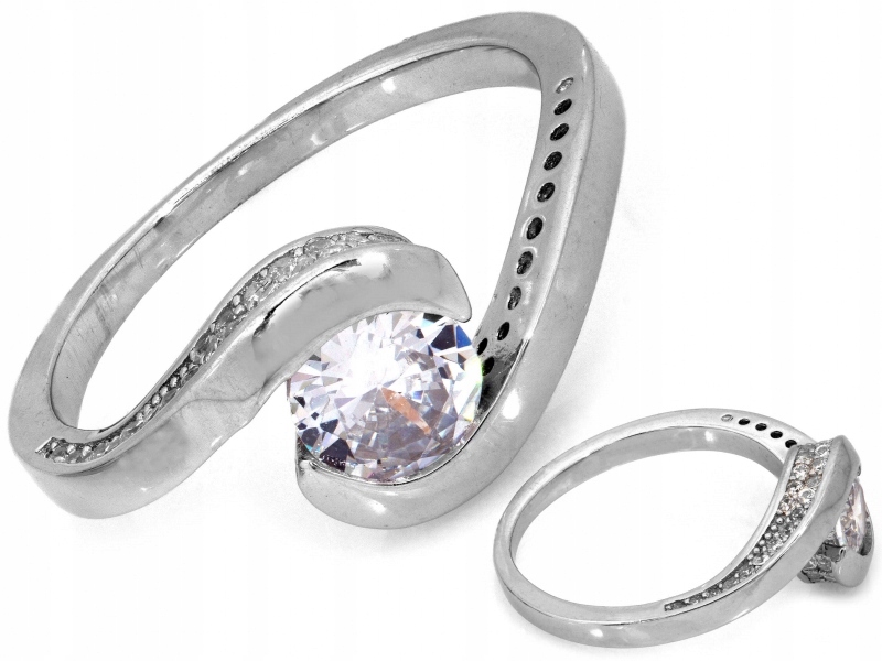 Stříbrný prstýnek 925 s bílými zirkony r17 jako dárek, elegantní, 2.80 g