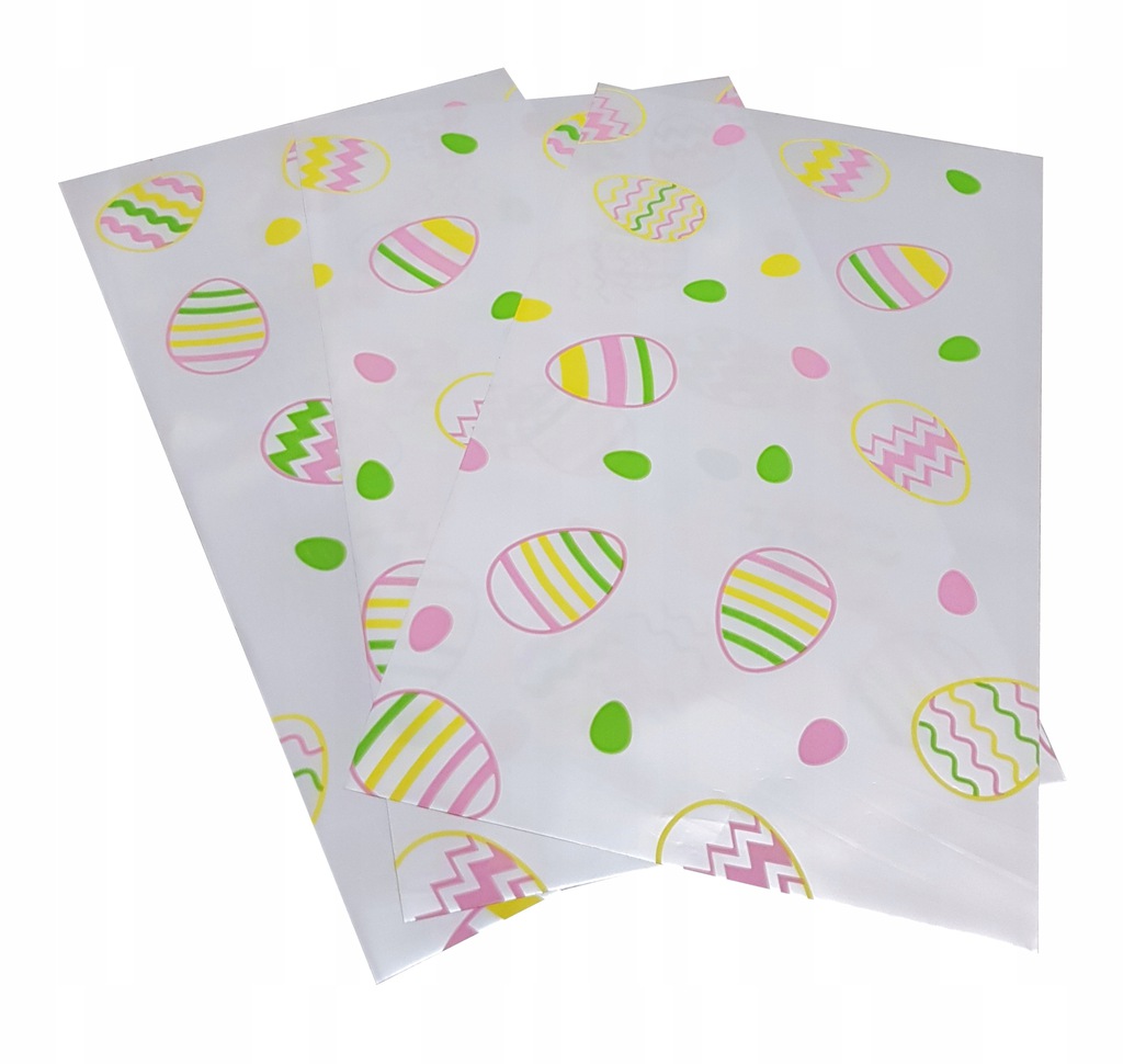 MAŁE FOLIOWE woreczki opakowania folia PISANKI WIELKANOCNE 10x25 50 szt.