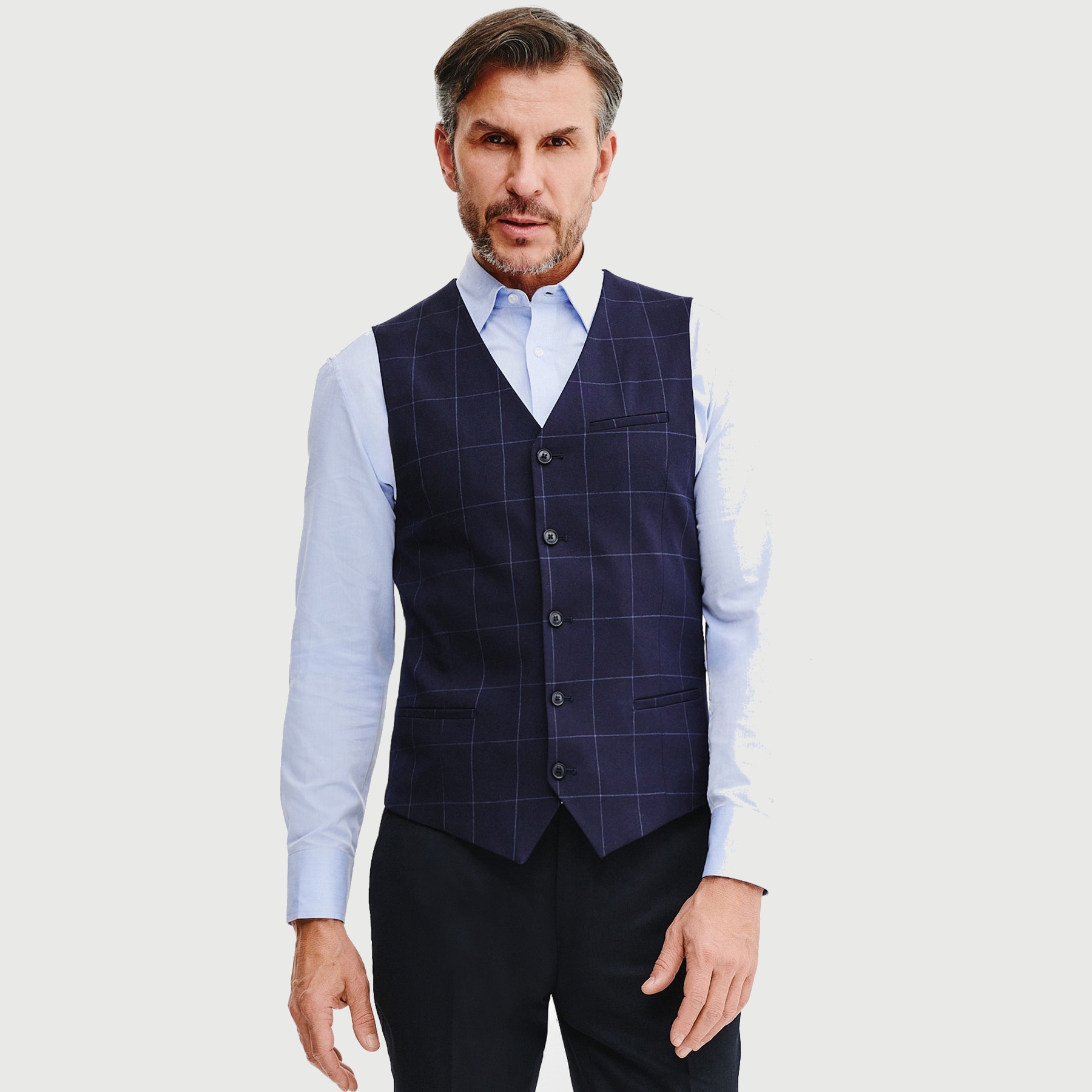 Tmavě modrá pánská kostkovaná vesta Pako Lorente vel