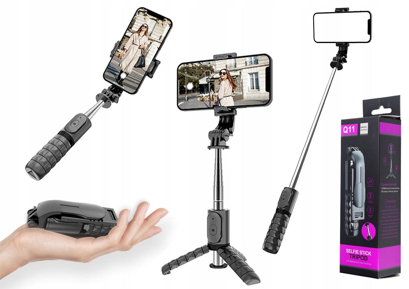 KIJEK SELFIE STICK TRIPOD STATYW PILOT BLUETOOTH