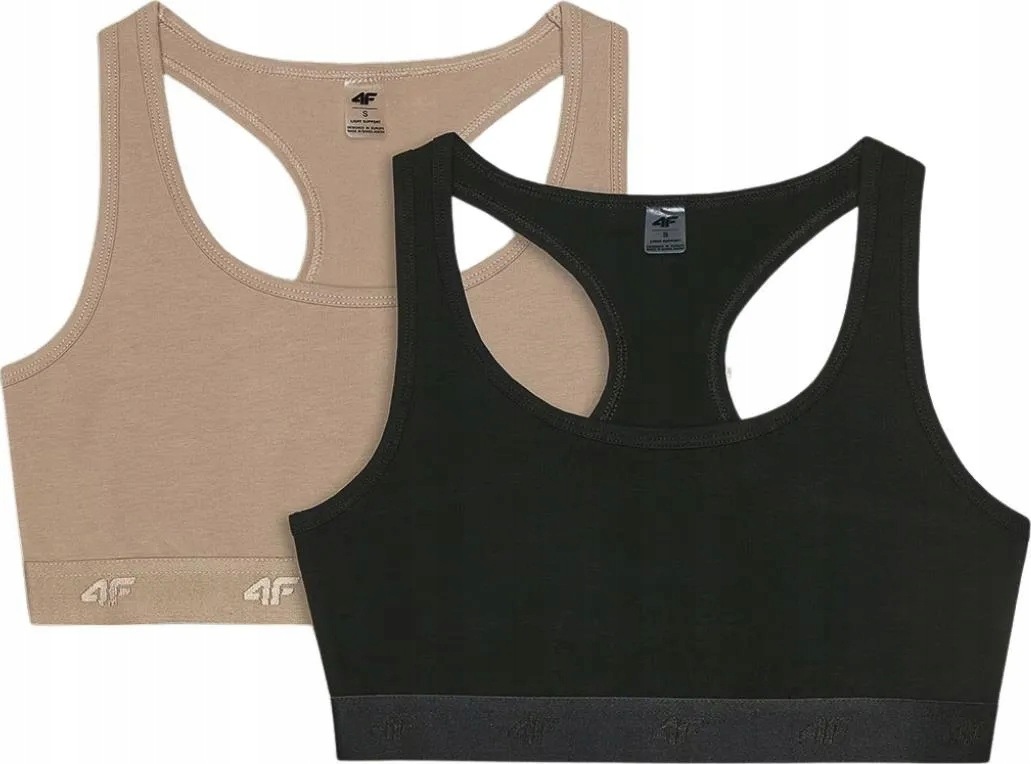 4F Biustonosz Sportowy Bawełniany UBRAF036 (2-PACK) > Xs