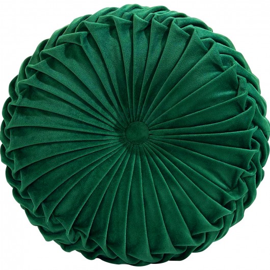 Dekoračný plisovaný vankúš velúr okrúhly fľašová zelená 35 cm NOVINKA