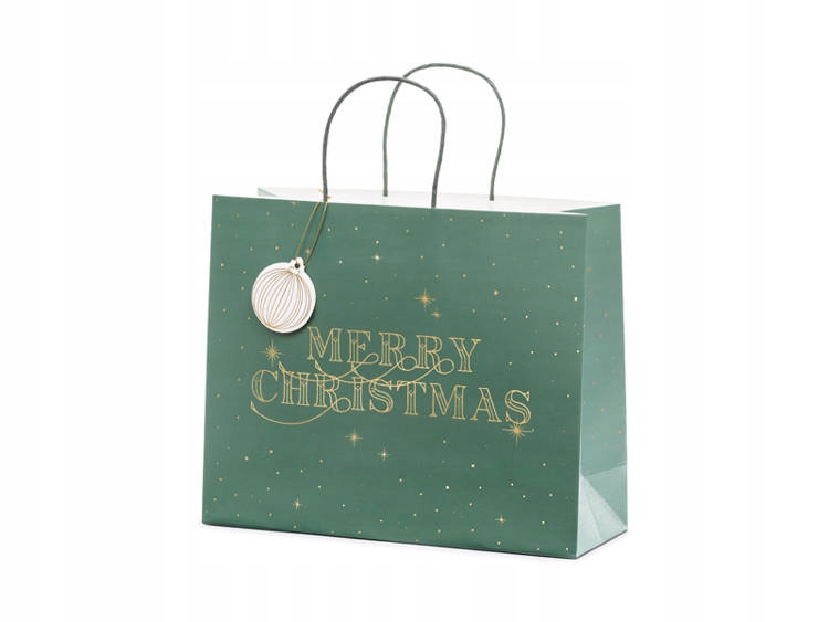 

Torebka na prezenty Merry Christmas zielona 1szt