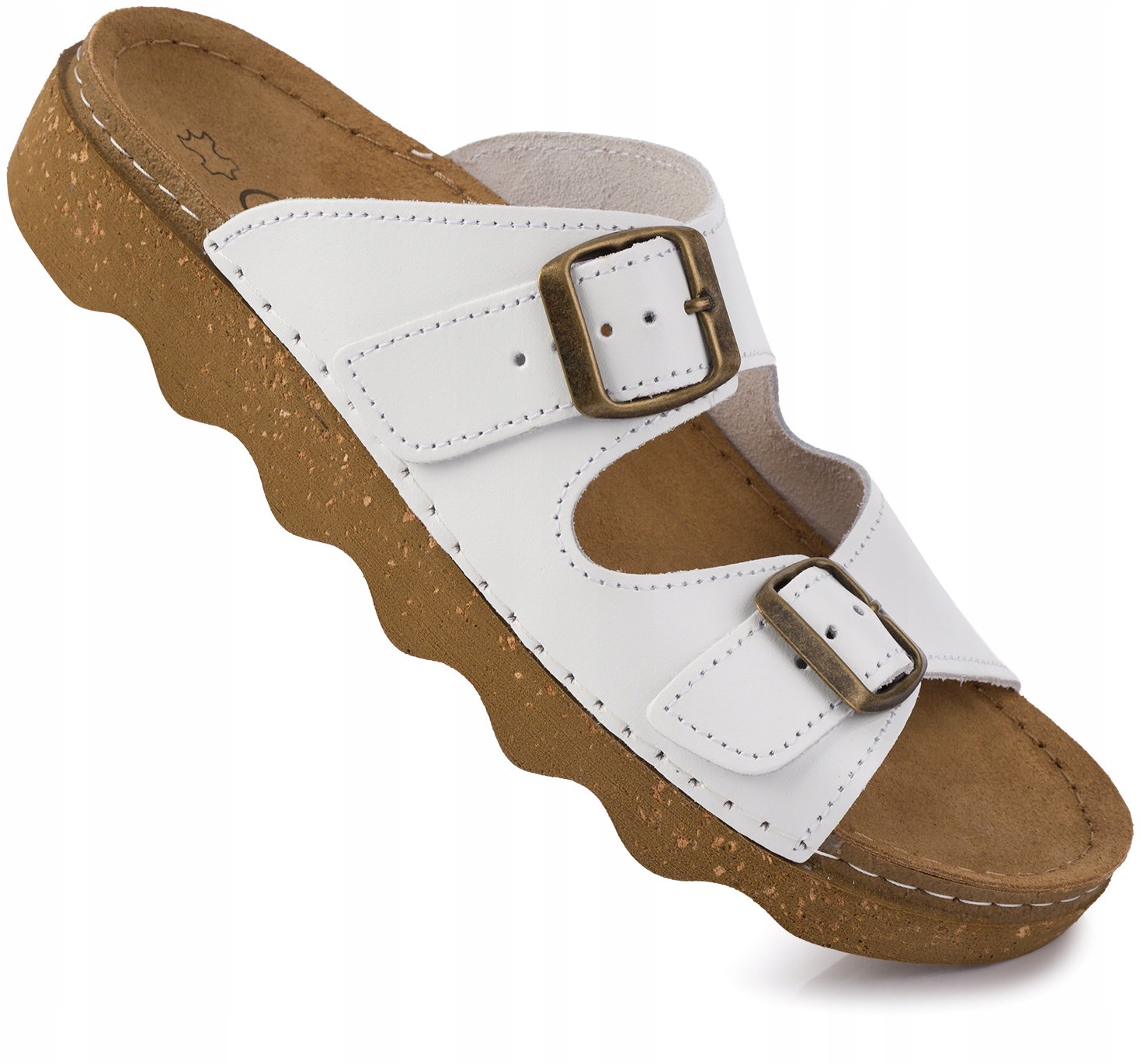 Dr Orto Damskie Klapki Ortopedyczne Medyczne Skórzane Białe r. 40