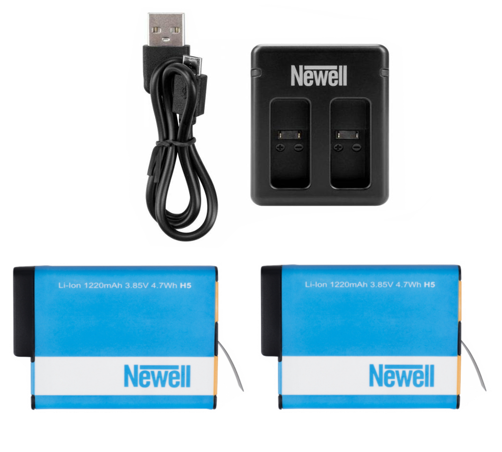 ŁADOWARKA DUAL USB + 2 BATERIE AKUMULATORY do GoPro Hero 5 6 7 Black/Silver