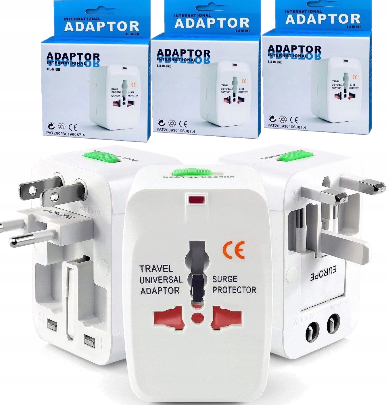 3x PRZEJŚCIÓWKA SIECIOWA ADAPTER GNIAZDKA UK EU