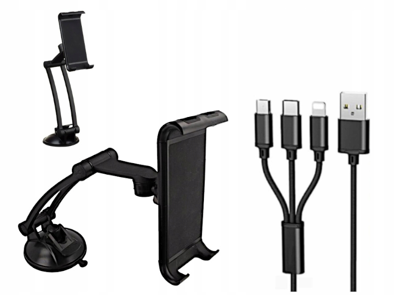 

Uchwyt do Samochodu 2w1 na Telefon Tablet +Kabel
