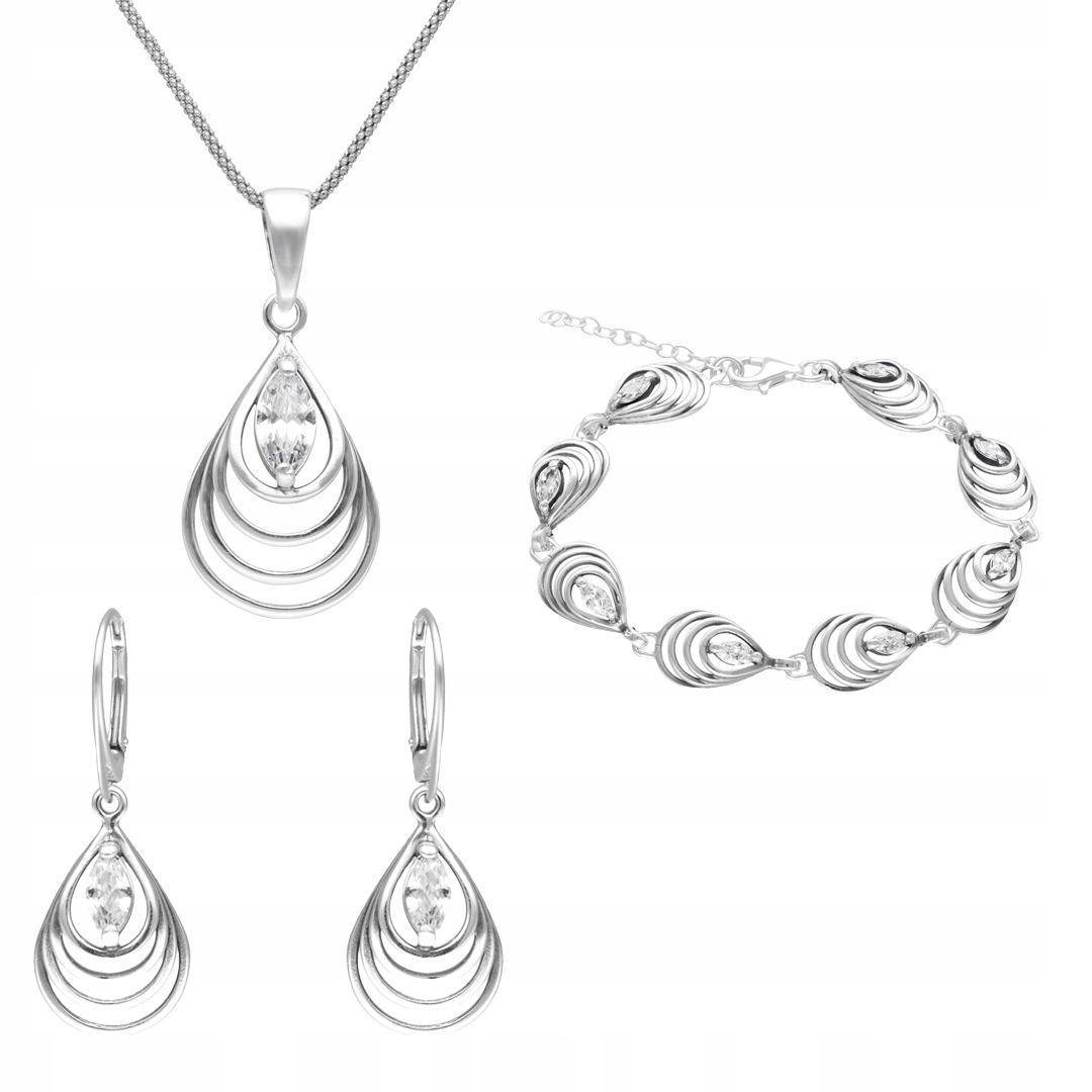 Stříbrný set s kubickou zirkonií elegantní dámské šperky stříbro 925