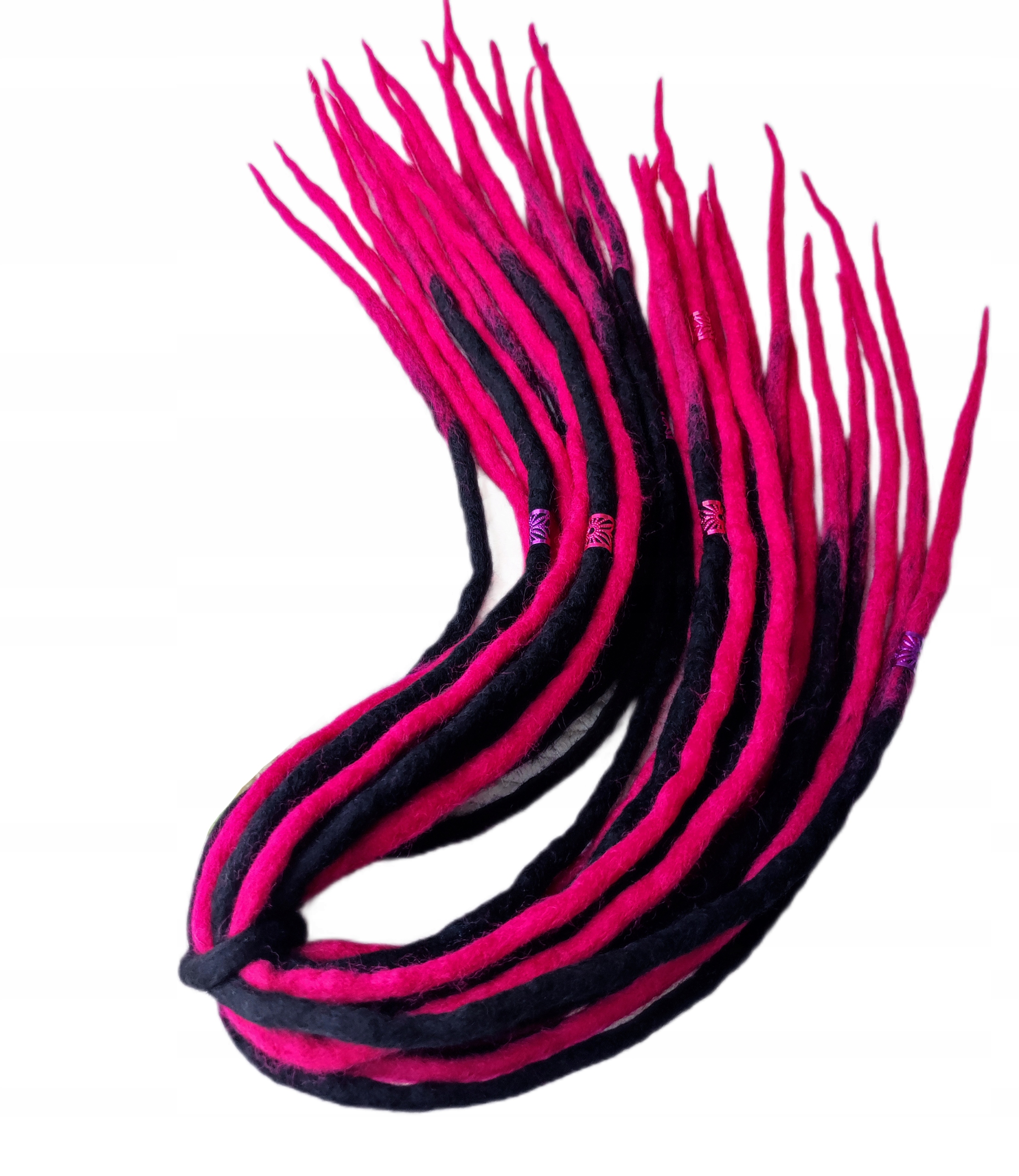 Vlněné pastelky Dredy, černé růžové, Černé A Růžové, 10 kusů