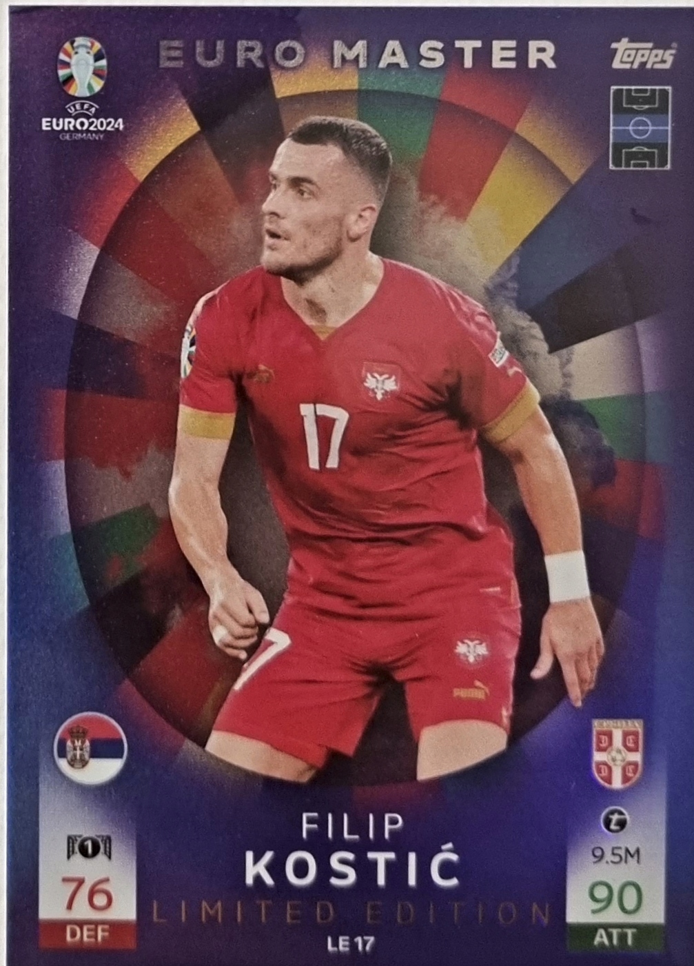 EURO 2024 TOPPS MATCH ATTAX LIMITED EDITION EURO MASTER LE 17 FILIP KOSTIC