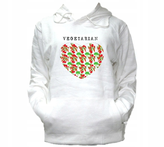 

XXL Bluza Kaptur Damska Vegetarian Jedzenie Vegan