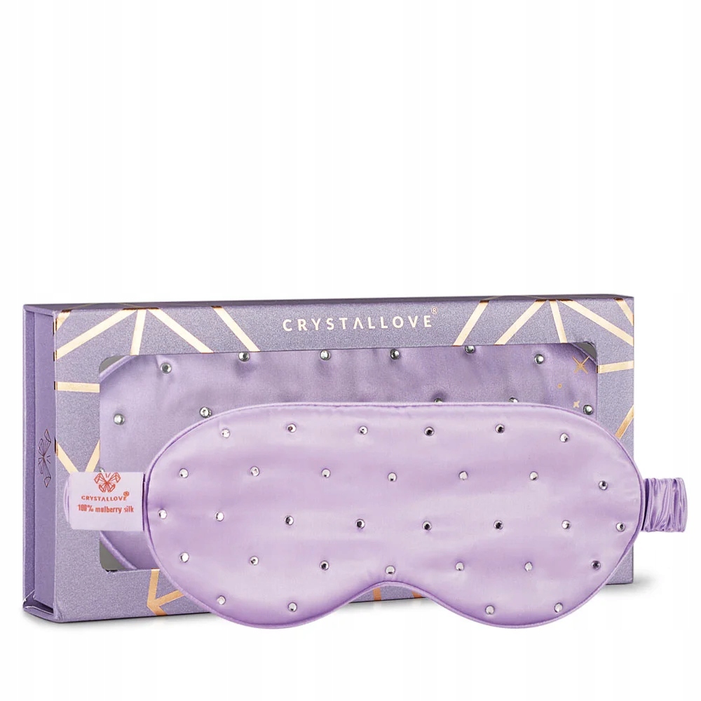 Crystallove Maska na spaní z hedvábí s krystaly lilac