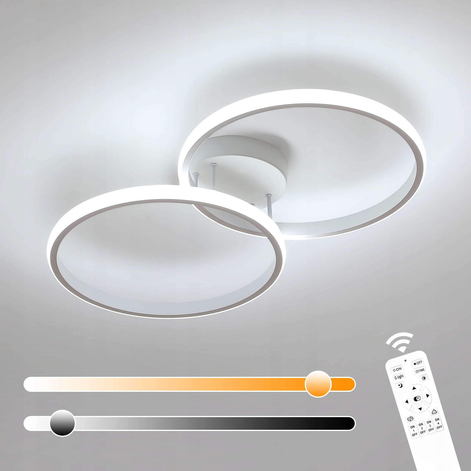 Lampa Wiszaca Biały Lampa Sufitowa Led Ring Ściemnialna Pilot Nowoczesna