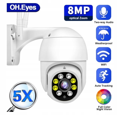 8MPX 4K KAMERA OBROTOWA WIFI PTZ Auto Tracking