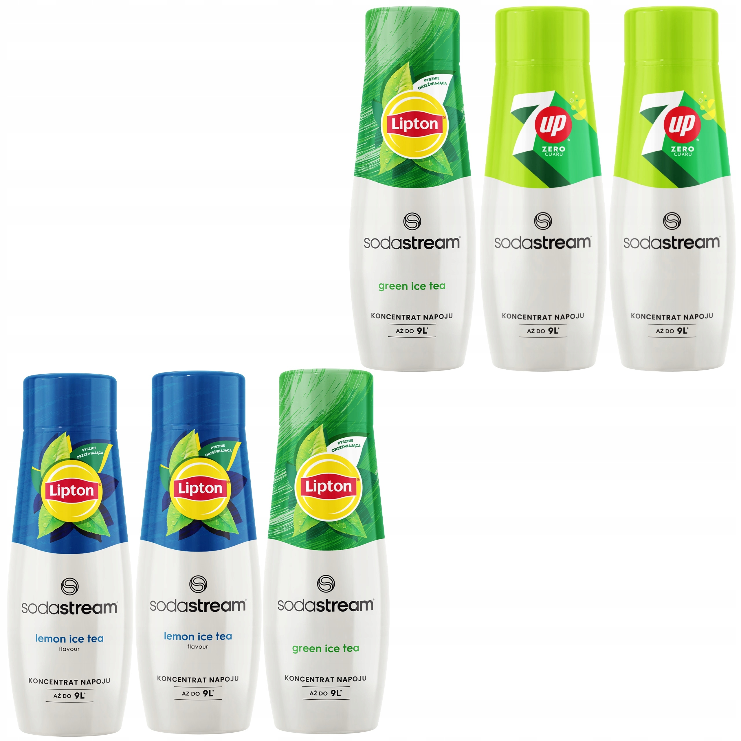 Levně SodaStream 6 sirupů sada 7Up Free Lipton 3 příchutě