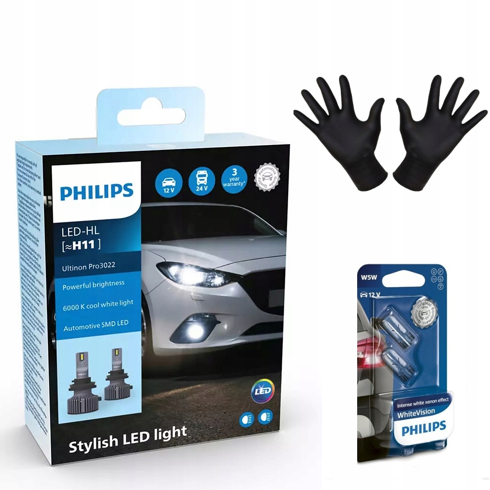 Pack 2 Ampoules LED H7 Philips Ultinon PRO3022