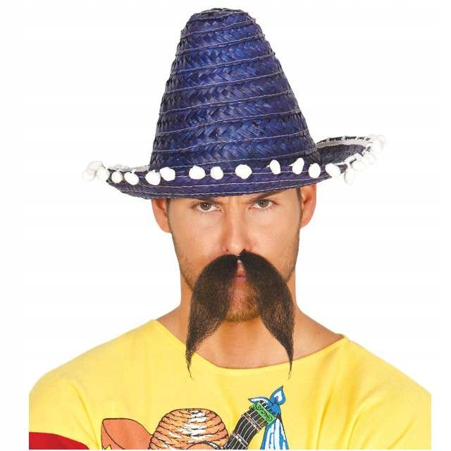 KAPELUSZ słomkowy MINI SOMBRERO niebieski MEXICANA