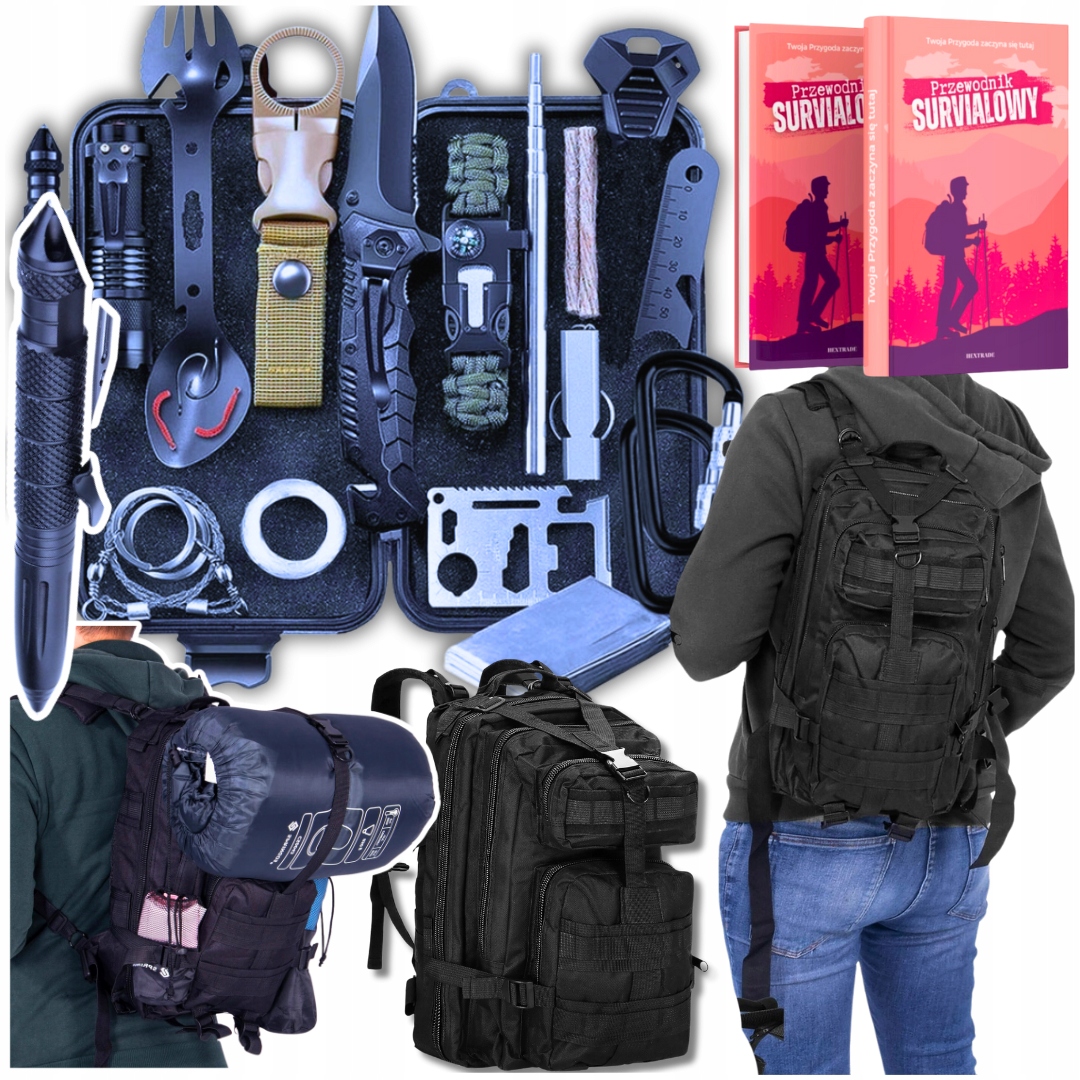 Zestaw Ratunkowy Przetrwania Ewakuacyjny Survival Plecak Taktyczny 35L