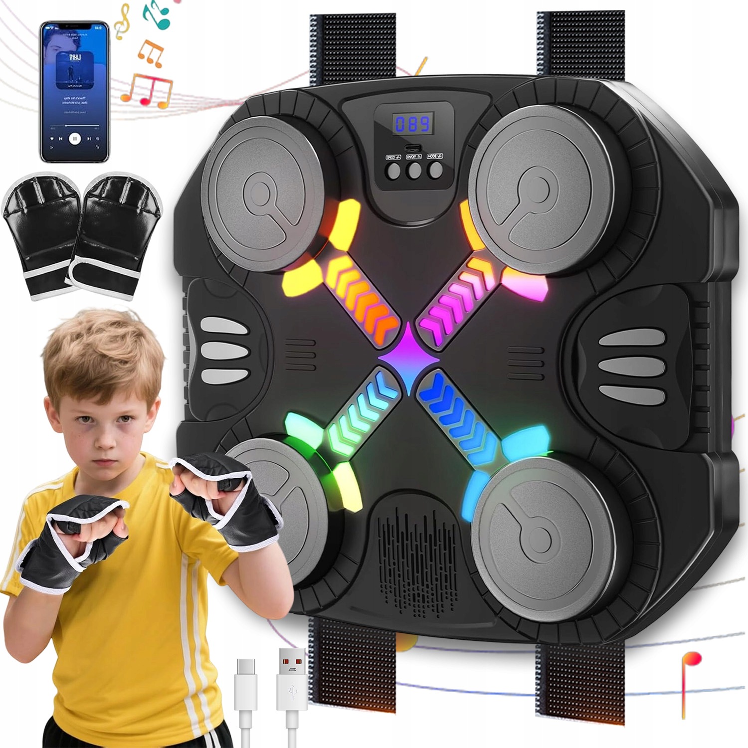 Hudební Boxovací Tabule, Nástěnná Led Displejová Boxerská Tabule Pro Děti