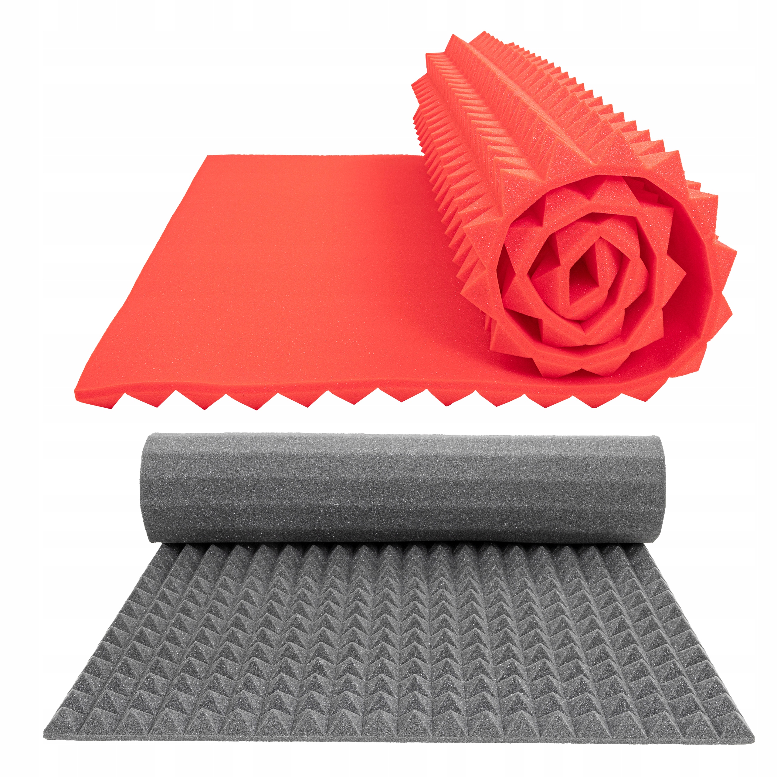 Akustické melounové panely a šedé tlumící podložky na zeď do pokoje