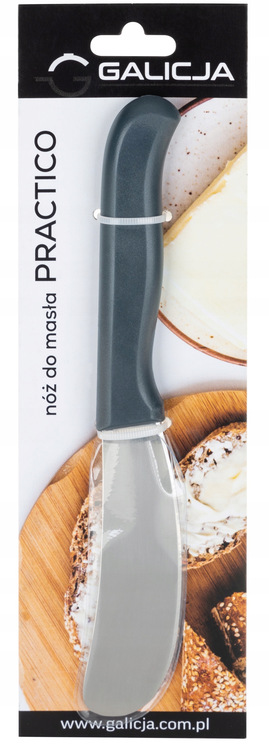 CZARNA MASELNICA MASELNICZKA Z POKRYWKĄ Z RĄCZKĄ POJEMNIK + NOŻ DO MASŁA Marka Galicja