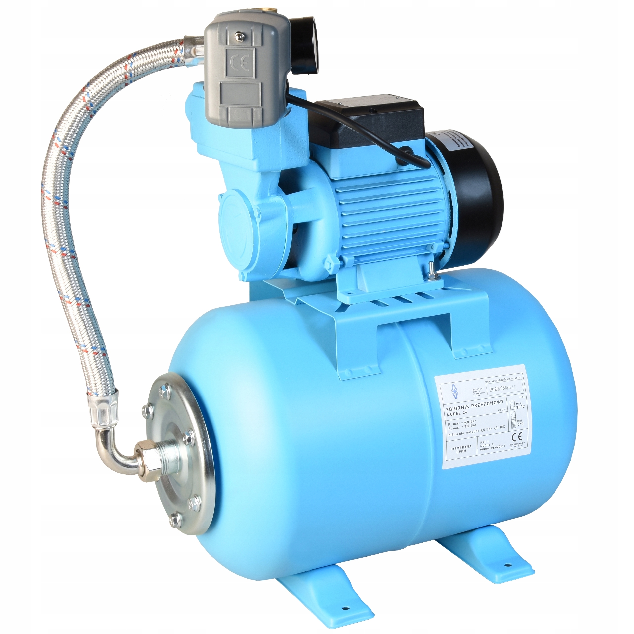 Hydroforová Súprava Hydrofor 24L Čerpadlo 750W 3000L/H Príslušenstvo Hadica hydrofor