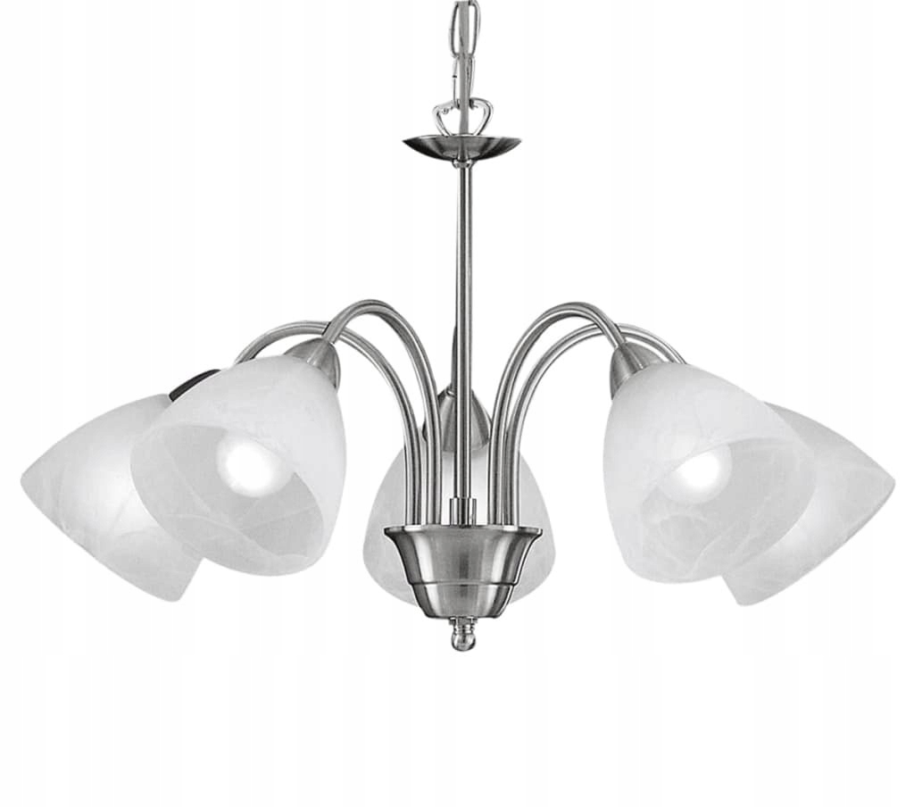 Żyrandol lampa wisząca sufitowa 5xE27 klasyczna szkło nikiel regulacja Eglo