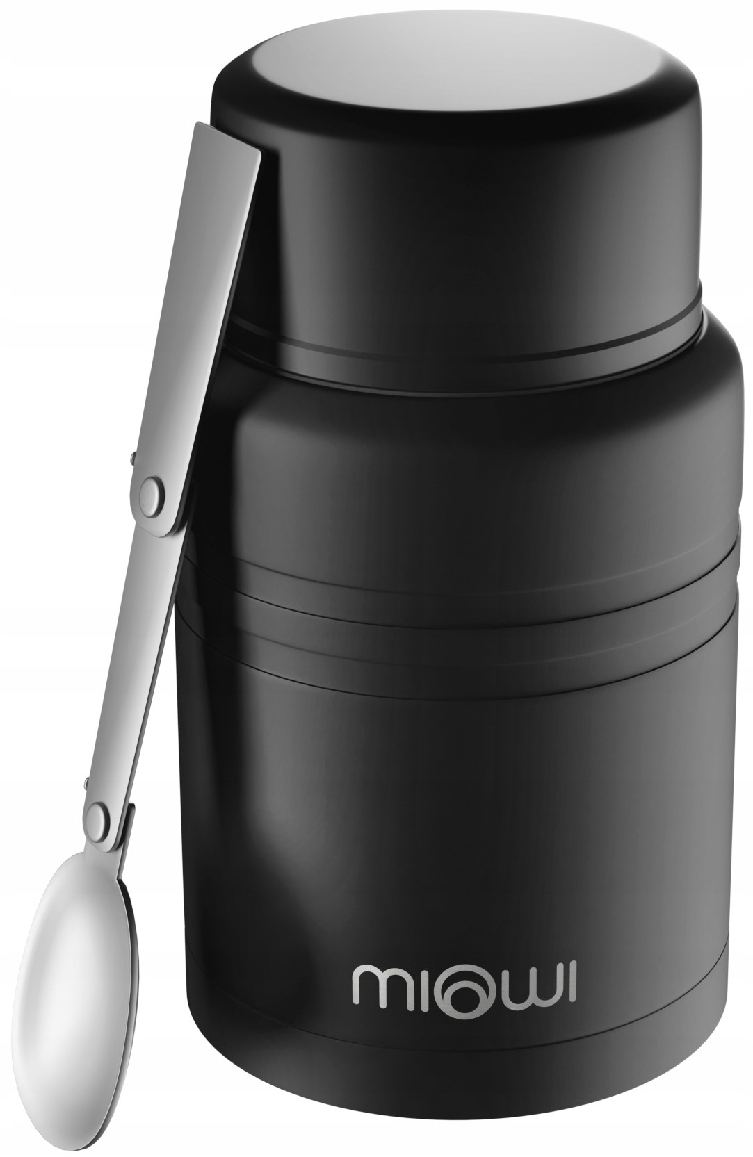 Termos obiadowy stalowy z łyżką na żywność Miowi 500 ml Czarny Kod producenta MIO500MLCLABLACK