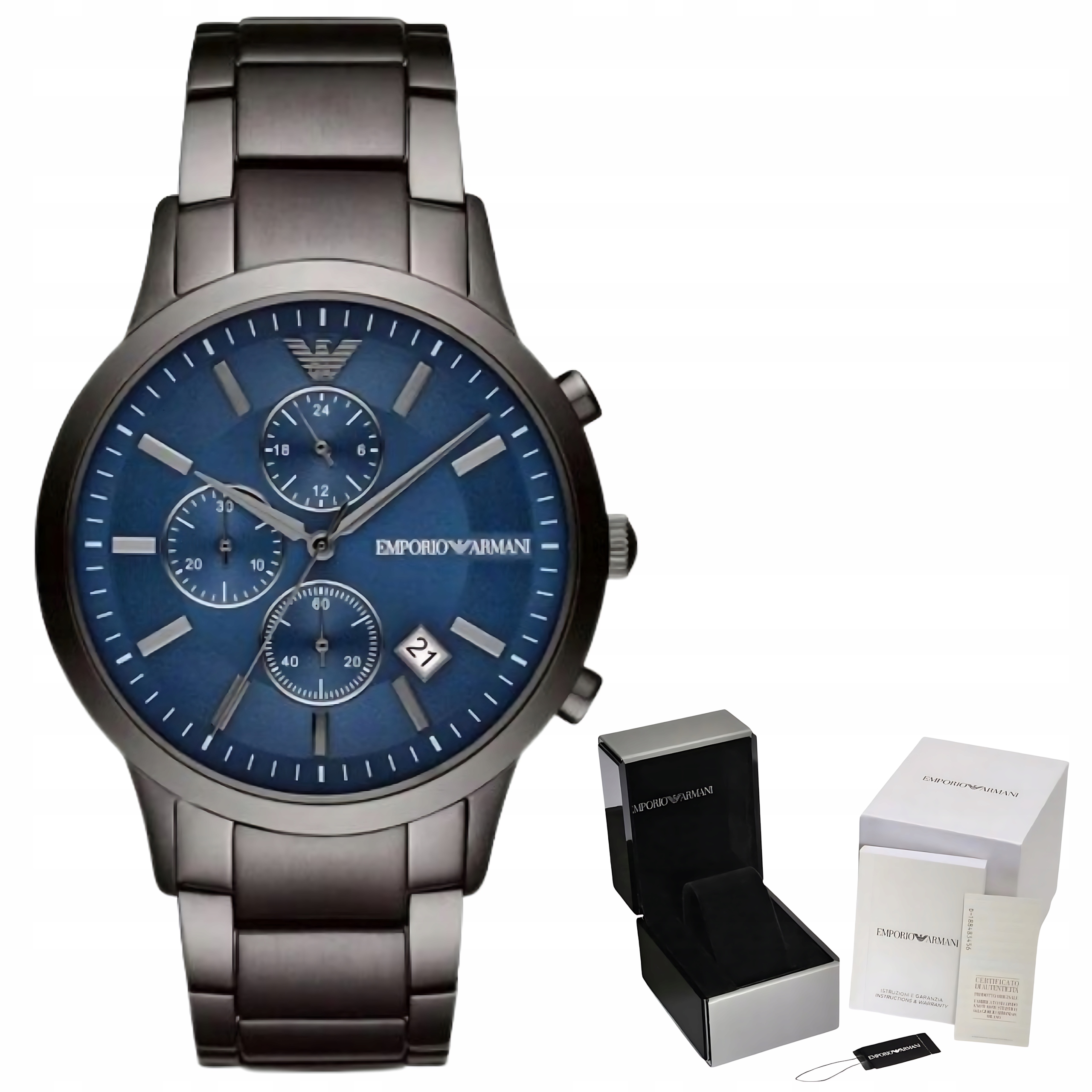 Pánské Hodinky Emporio Armani AR11215 Gunmetal Navy Chronograf WR50