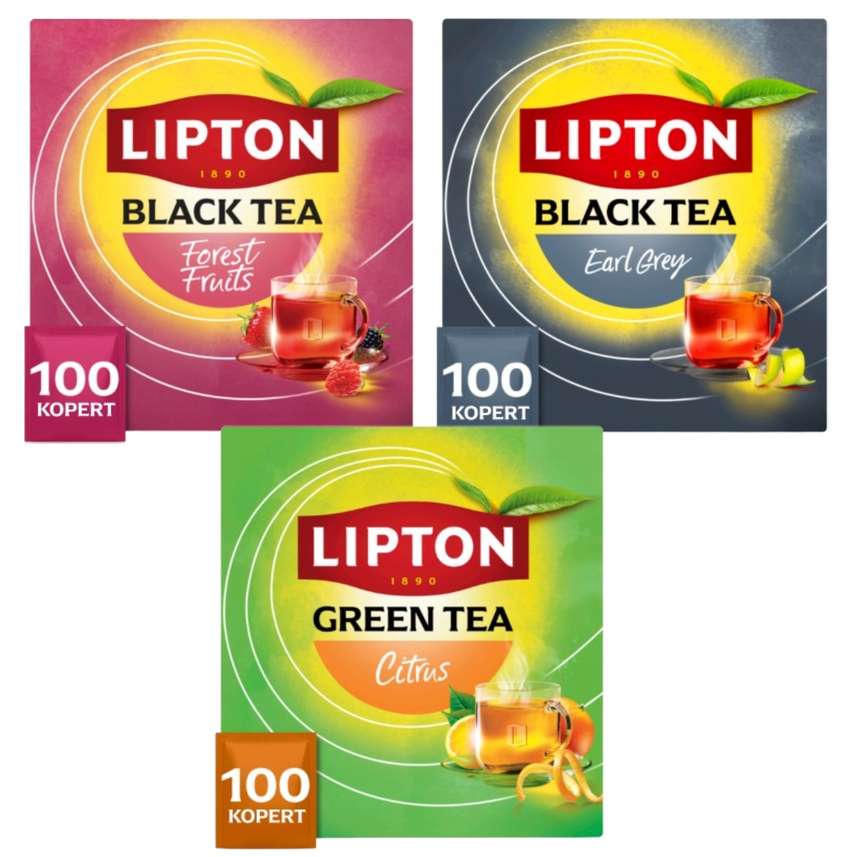 Lipton zestaw herbat czarnych aromatyzowanych różne smaki 300 kopert 390g