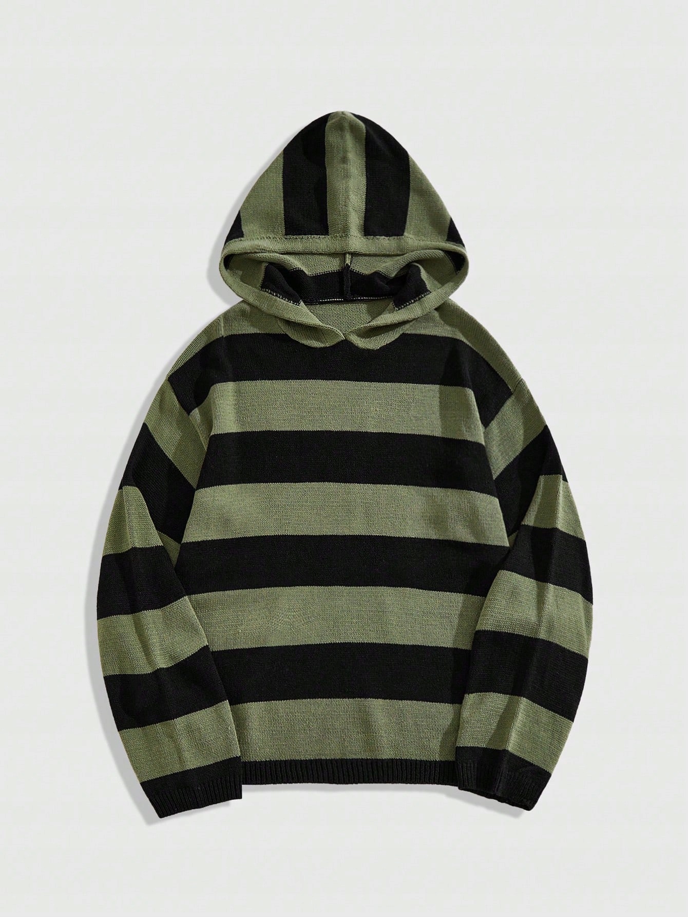 Pánský Svetr S Kapucí Volný S Pruhy Casual Romwe L