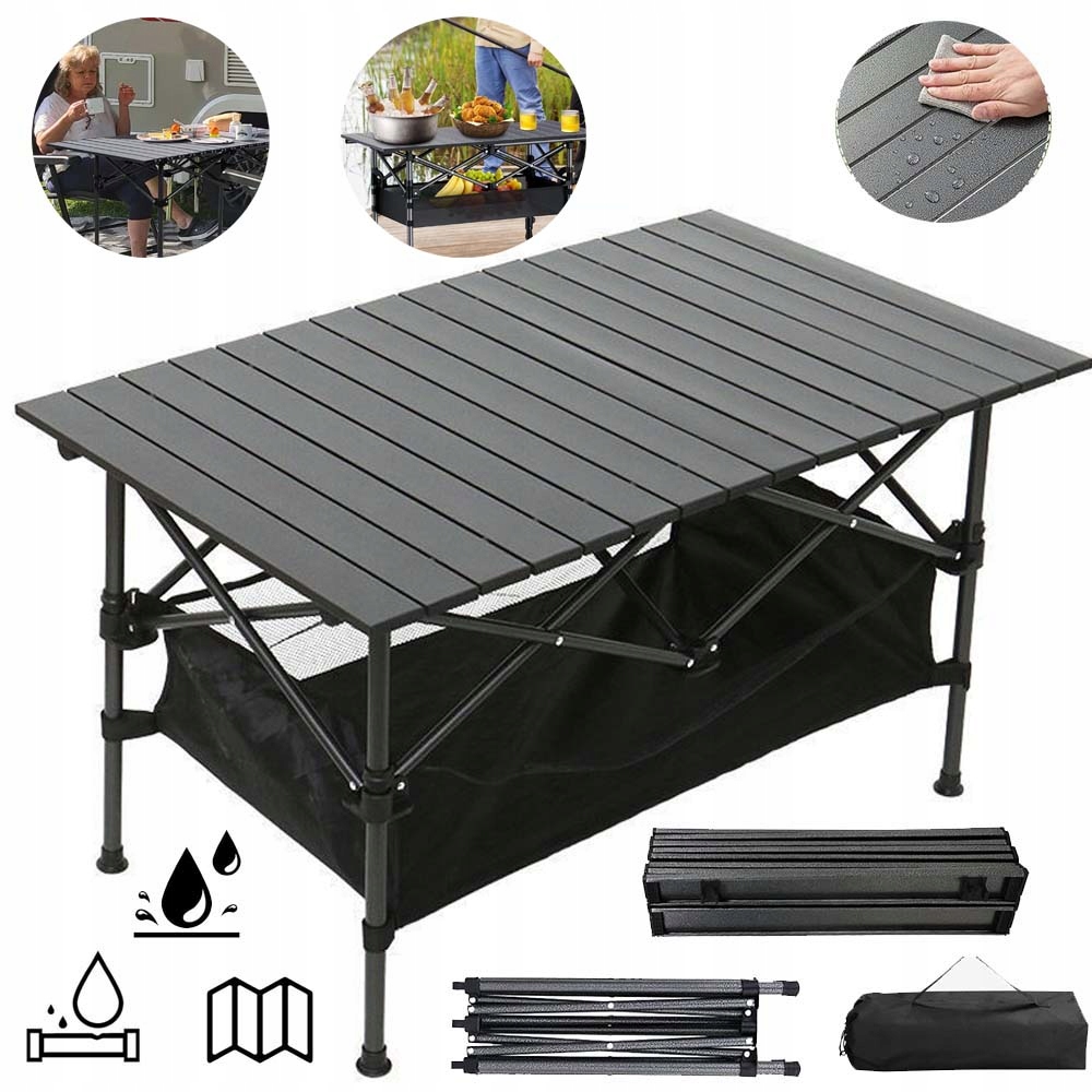 Stolik Turystyczny Składany Przenośny Biwakowy Aluminiowy Przenośny Z 1KOSZ