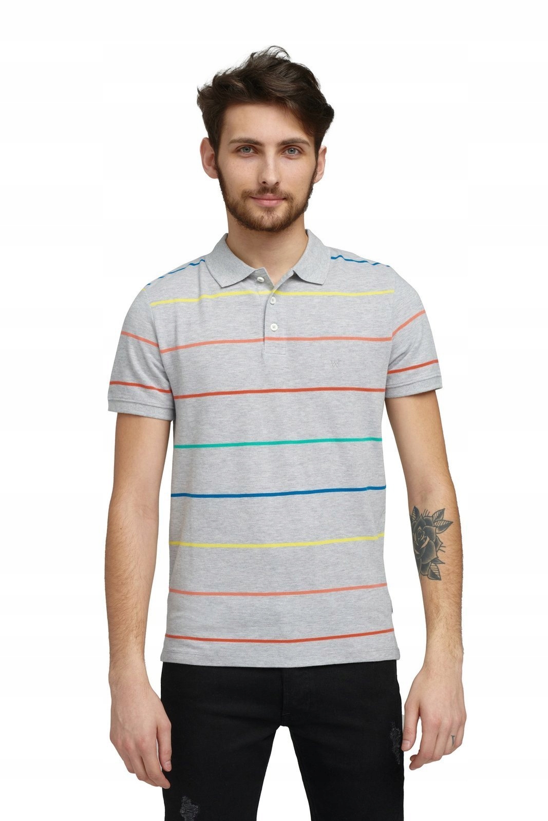 

Wrangler Stripe Polo Light Grey Mel W7F3K4X03 XL