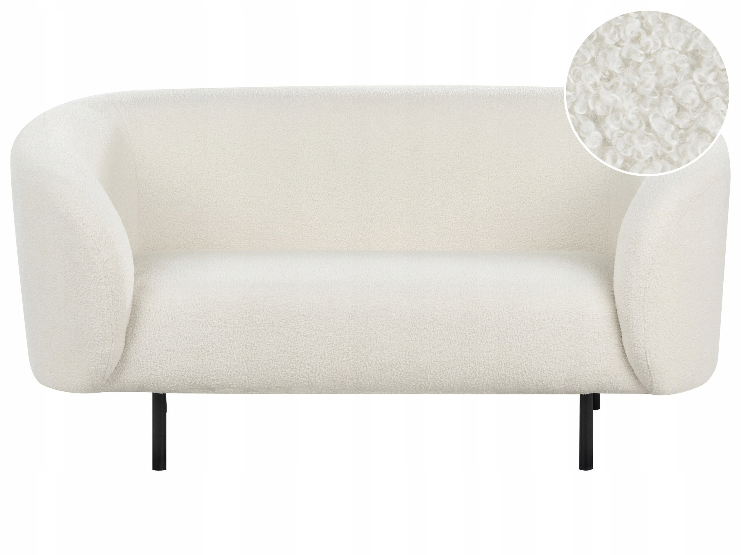 Sofa dwuosobowa boucle baranek biało-czarna