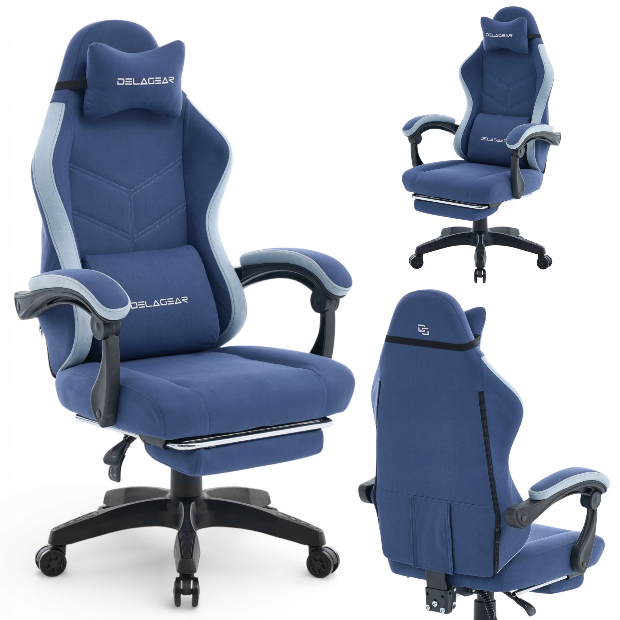 Fotel Biurowy Gamingowy Delagear G 325 Ciemnoniebieski Materiałowy Obrotowy