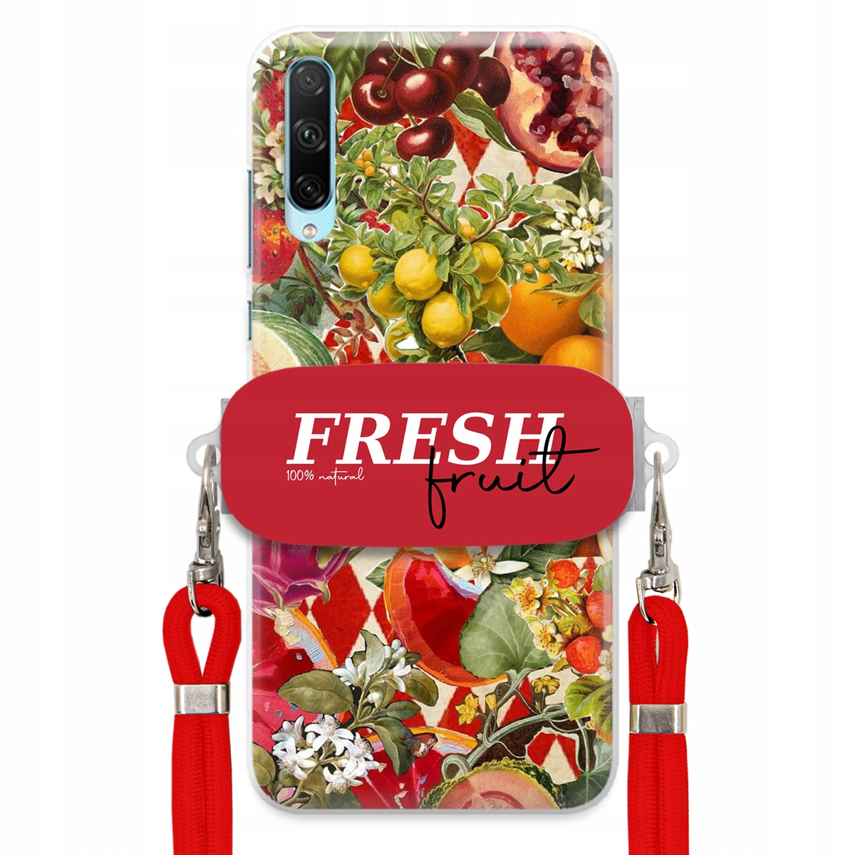 Puzdro pre Huawei Honor 30i Červené Crossbody vodítko držiak Fresh Fruit