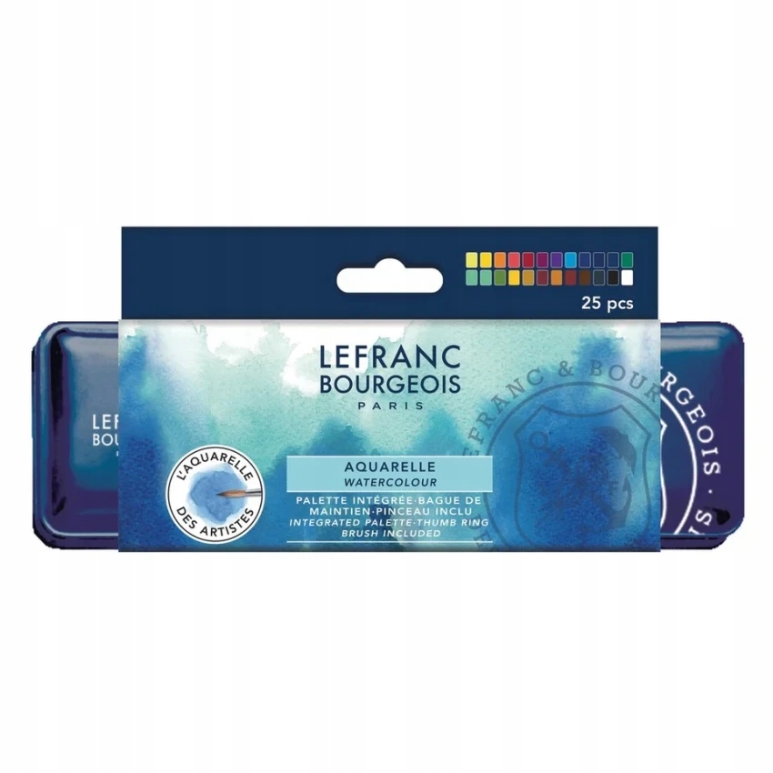 Lefranc & Bourgeois Watercolour 24 Half Pans metal case