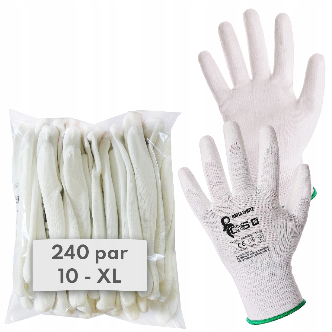 Cxs Brita Bílé Pracovní Rukavice 240 párů vel. 10