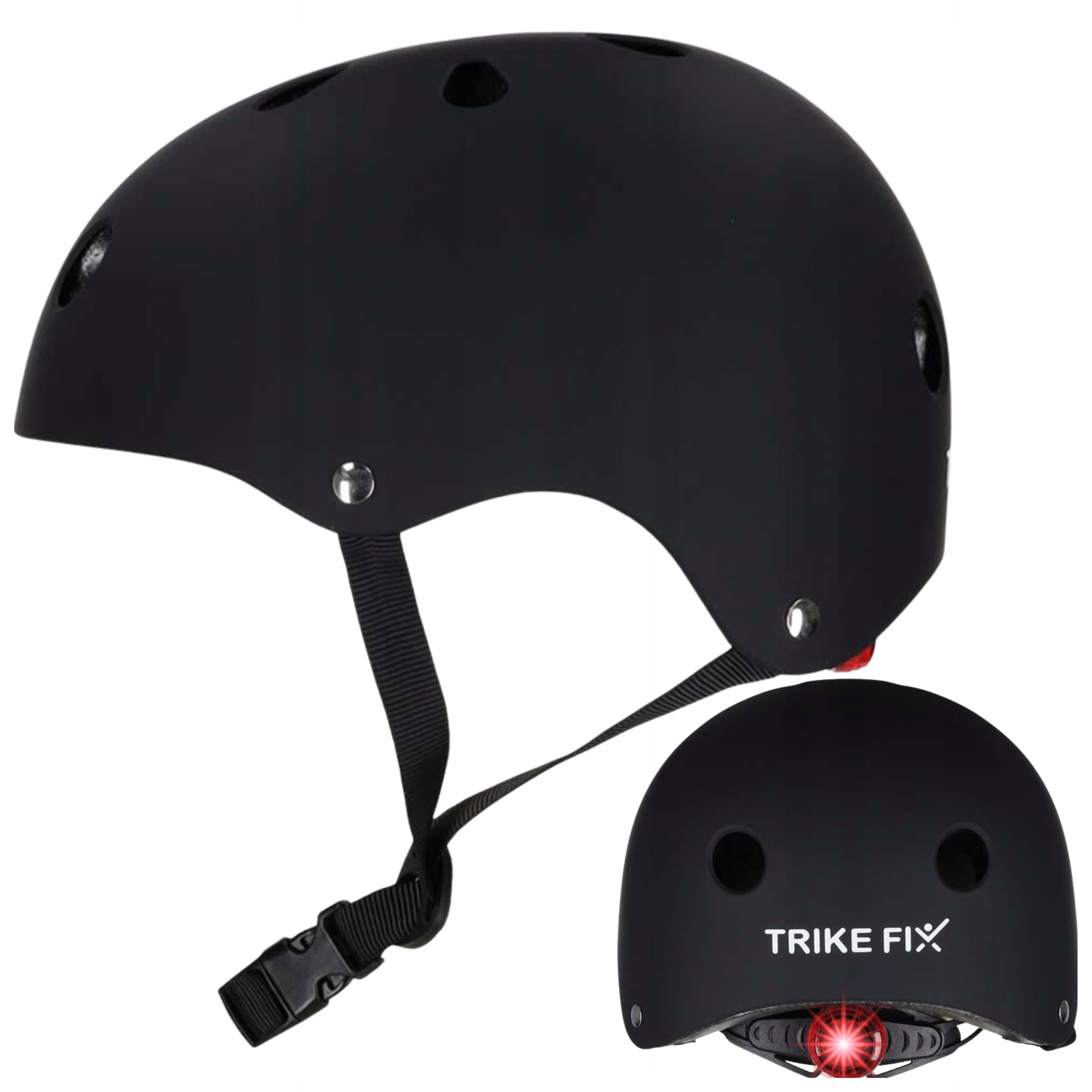 KASK ROWEROWY DLA DZIECKA TRIKE FIX DZIECIĘCY LED 55-58CM CZARNY REGULACJ