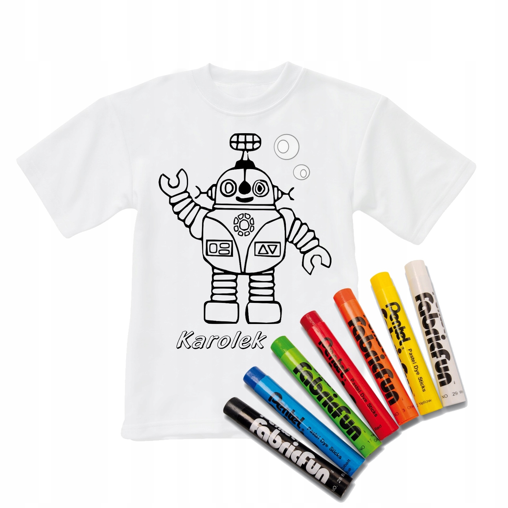 

Koszulka 134-140 do kolorowania+pastele Robot 07