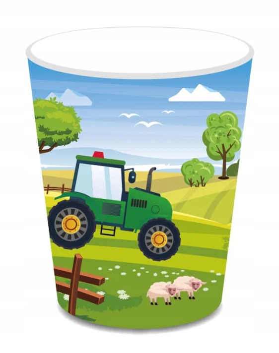 Kubki kubeczki papierowe 200 ml zestaw 6 szt. na urodziny traktor farma eko
