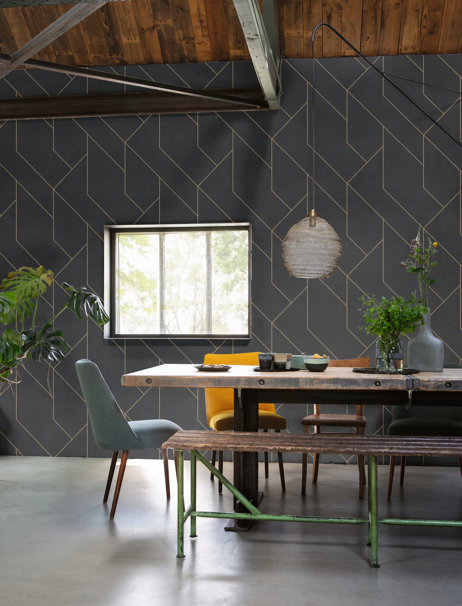 TAPETA WZÓR GEOMETRYCZNY WINYLOWA NA FLIZELINIE Marka Rasch