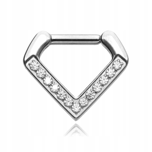 Titanový trojúhelníkový náušník clicker stříbrný 1,2/8